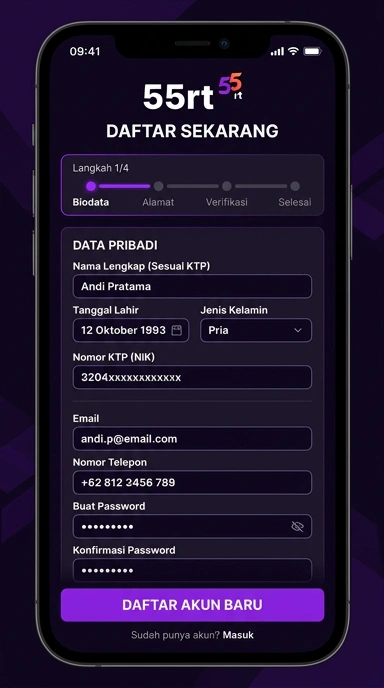 Panduan Registrasi Akun Baru 55rt untuk Pengguna Android