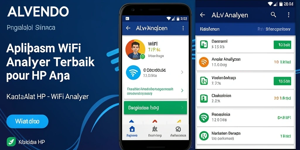 Tampilan antarmuka dan fitur utama ALVENDO sebagai WiFi Analyzer.