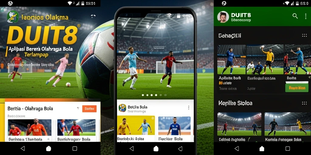 Antarmuka utama aplikasi DUIT8 yang menampilkan berita olahraga bola.