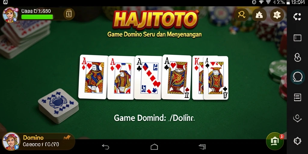 Screenshot antarmuka permainan domino HAJITOTO yang menarik dan interaktif.