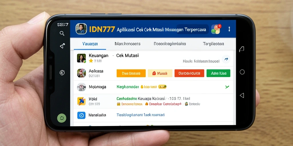 Tampilan antarmuka aplikasi IDN777 untuk cek mutasi keuangan.
