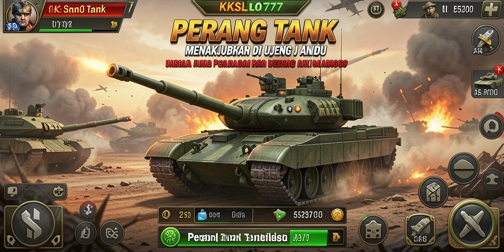 Tampilan antarmuka KKSLOT777 dengan pertempuran tank yang seru.