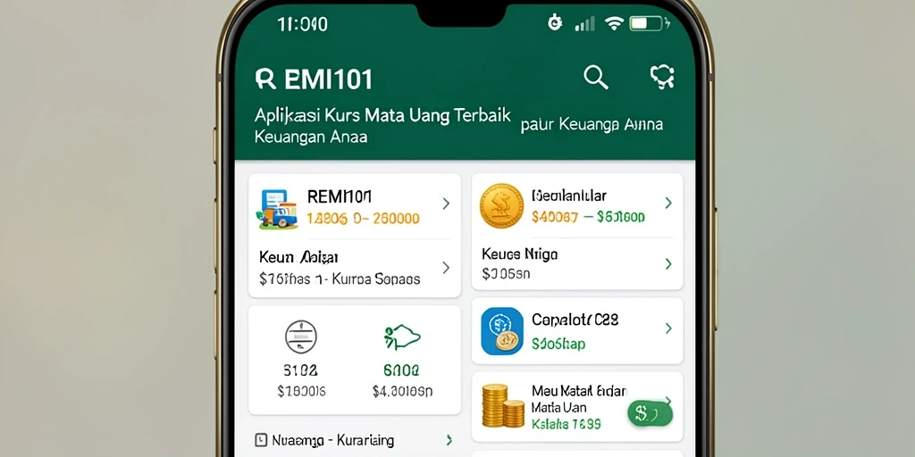 Antarmuka pengguna REMI101 yang menarik dan fungsional untuk kurs mata uang.