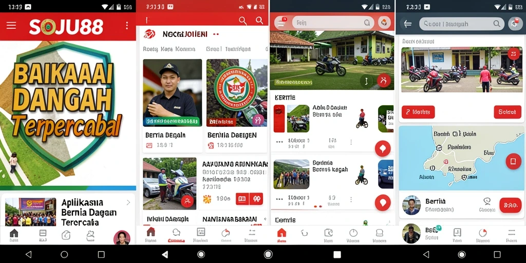 Tampilan antarmuka aplikasi SOJU88 menampilkan berita daerah terbaru.