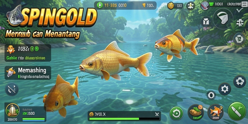 Antarmuka SPINGOLD menunjukkan tampilan memancing yang menawan dan realistis.